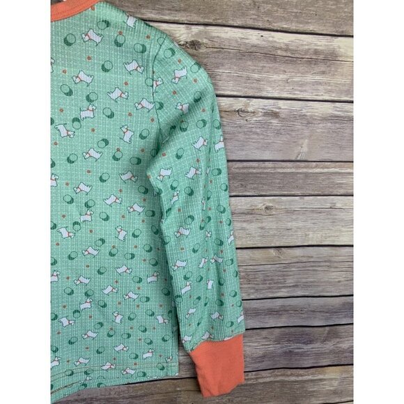 American Girl Beforever Medium 10/12 Pajama Top Green Scotty Dogs Thermal Henley - Picture 6 of 10